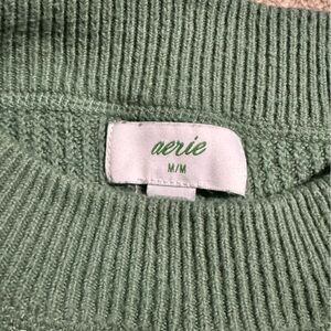 Aerie Sage Ribbed Knit Top